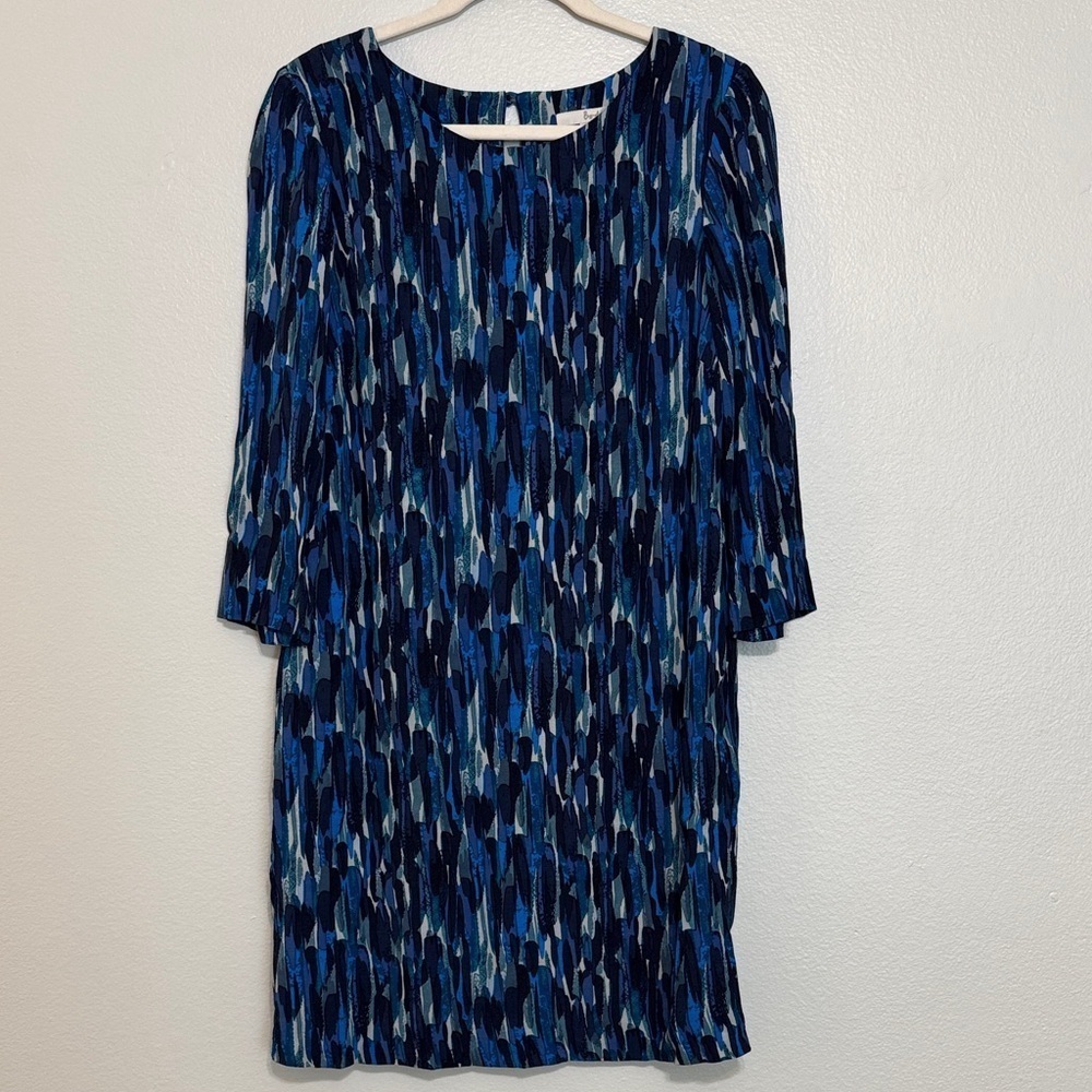 Boden Beafort Watercolor 3/4 Sleeve Shift Dress
